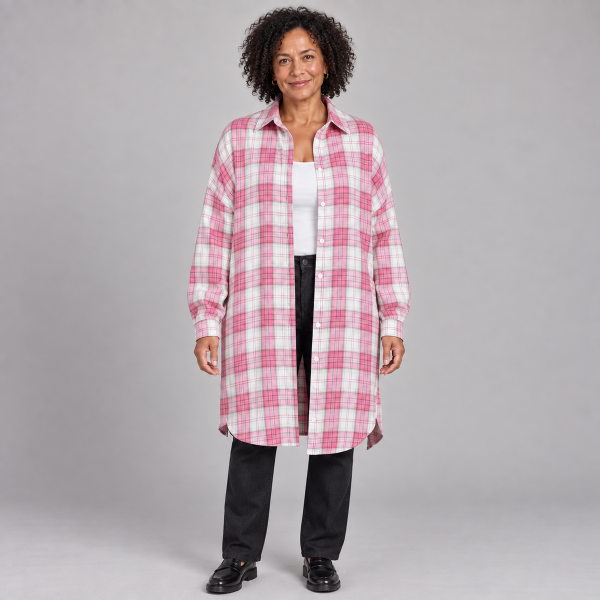 PALOMA™ - Classy Button Down Plaid Long-Sleeve Jacket