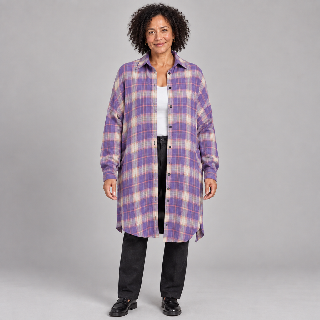 PALOMA™ - Classy Button Down Plaid Long-Sleeve Jacket