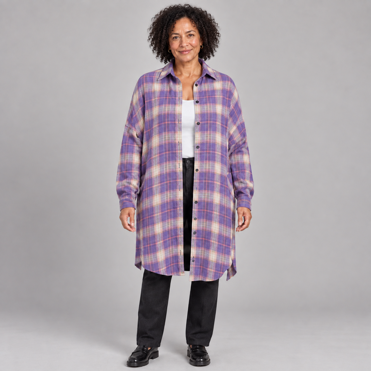 PALOMA™ - Classy Button Down Plaid Long-Sleeve Jacket