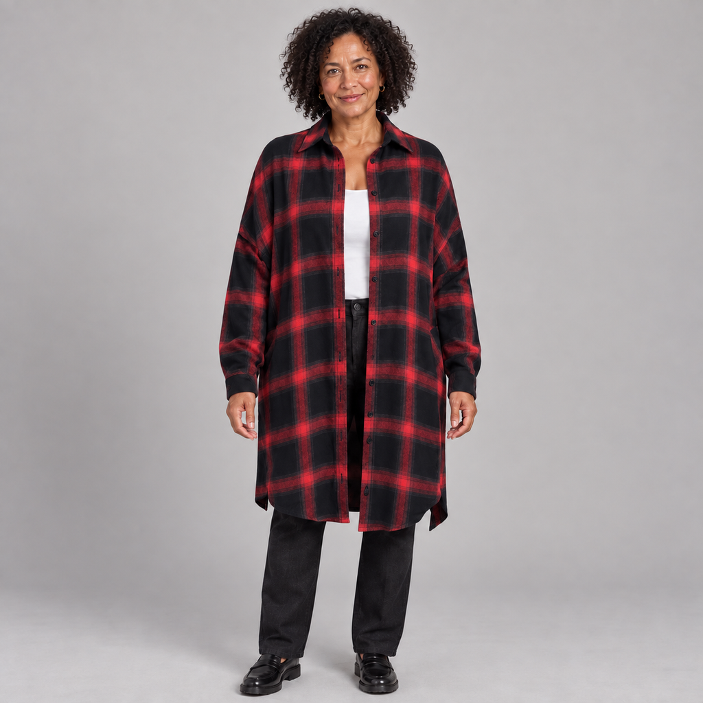 PALOMA™ - Classy Button Down Plaid Long-Sleeve Jacket