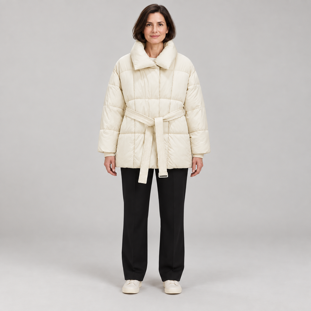 JASMINE™ - Cozy Thermal Stand Collar Waist Tie Zip-Up Coat for Winter