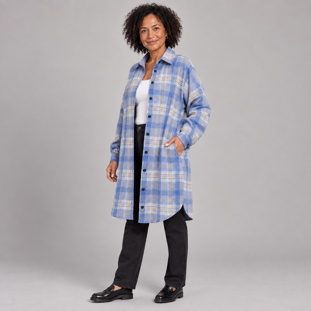 PALOMA™ - Classy Button Down Plaid Long-Sleeve Jacket