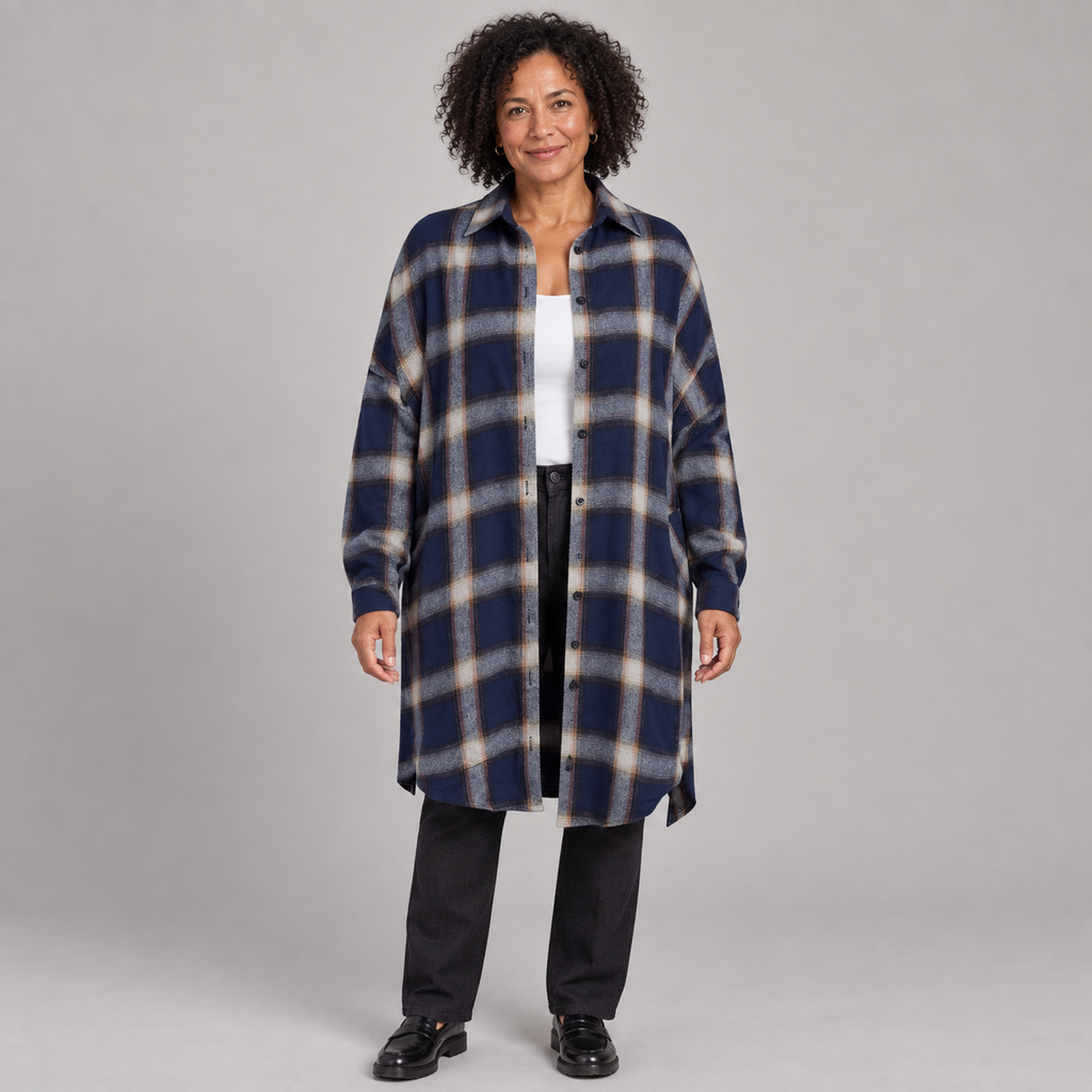 PALOMA™ - Classy Button Down Plaid Long-Sleeve Jacket