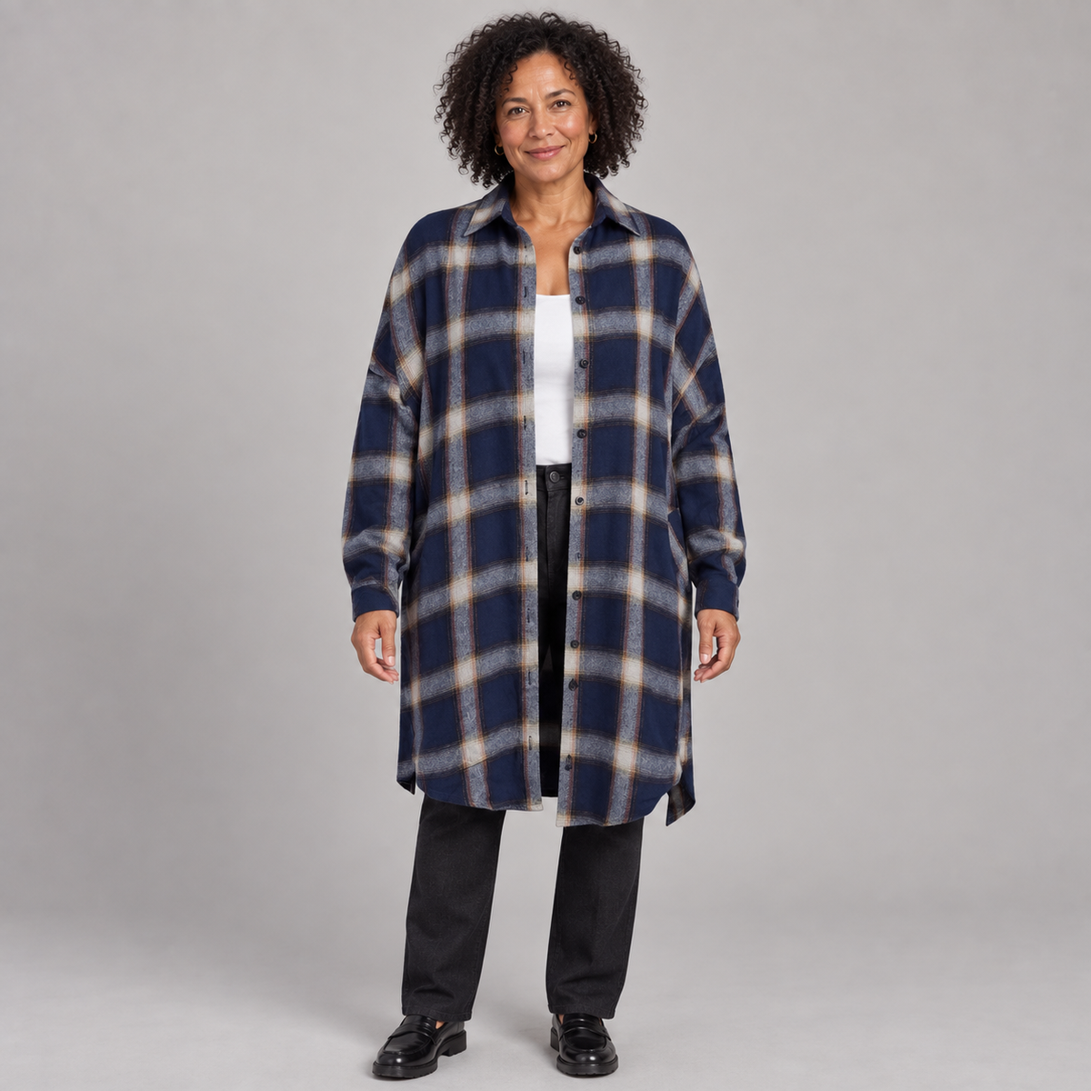 PALOMA™ - Classy Button Down Plaid Long-Sleeve Jacket