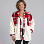 SUNNIE™ - Cozy Long Sleeve Button Down Checkered Jacket