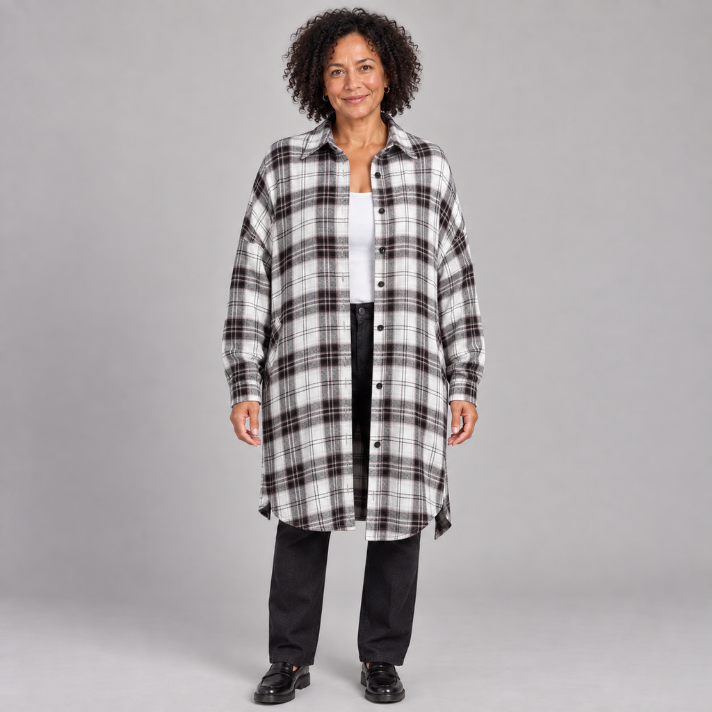 PALOMA™ - Classy Button Down Plaid Long-Sleeve Jacket