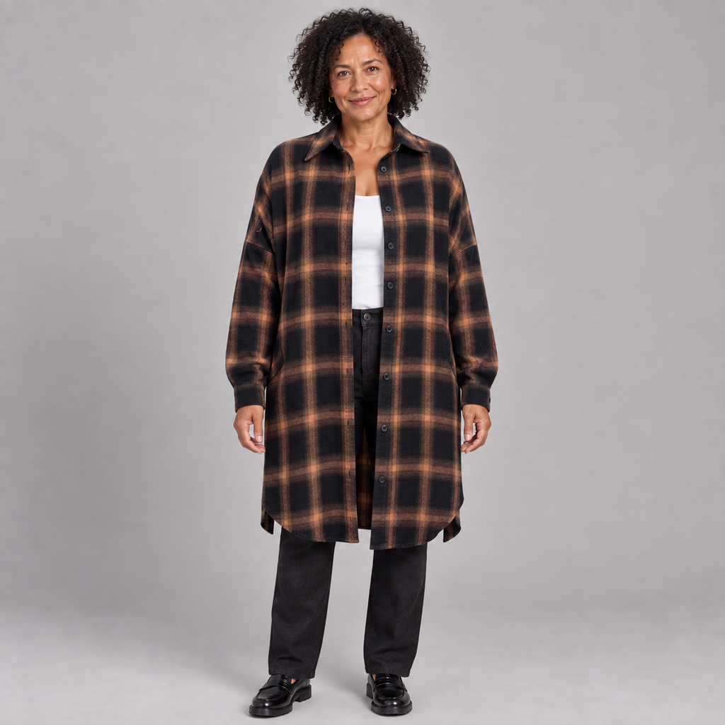 PALOMA™ - Classy Button Down Plaid Long-Sleeve Jacket