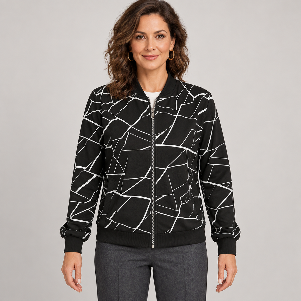 MILA™ |  Artistic Pattern Zip-Up Jacket