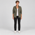 Women's Utility Cargo Jacket with Multi Pocket Drawstring Waist