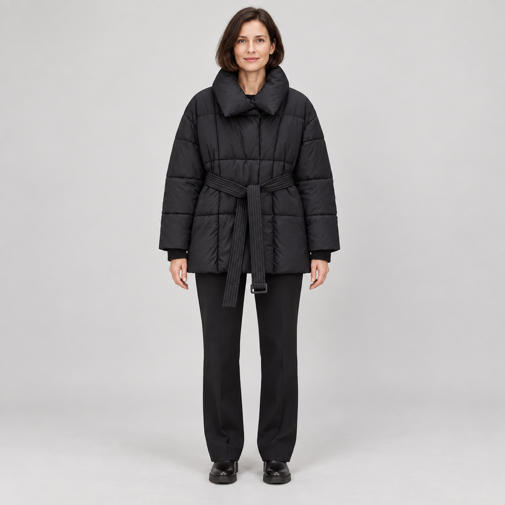 JASMINE™ - Cozy Thermal Stand Collar Waist Tie Zip-Up Coat for Winter