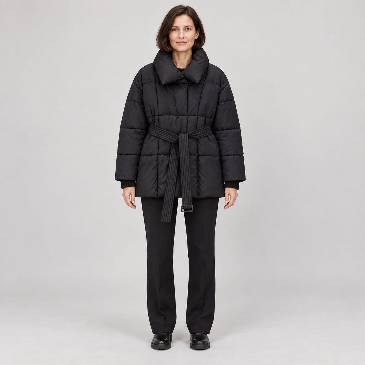 JASMINE™ - Cozy Thermal Stand Collar Waist Tie Zip-Up Coat for Winter