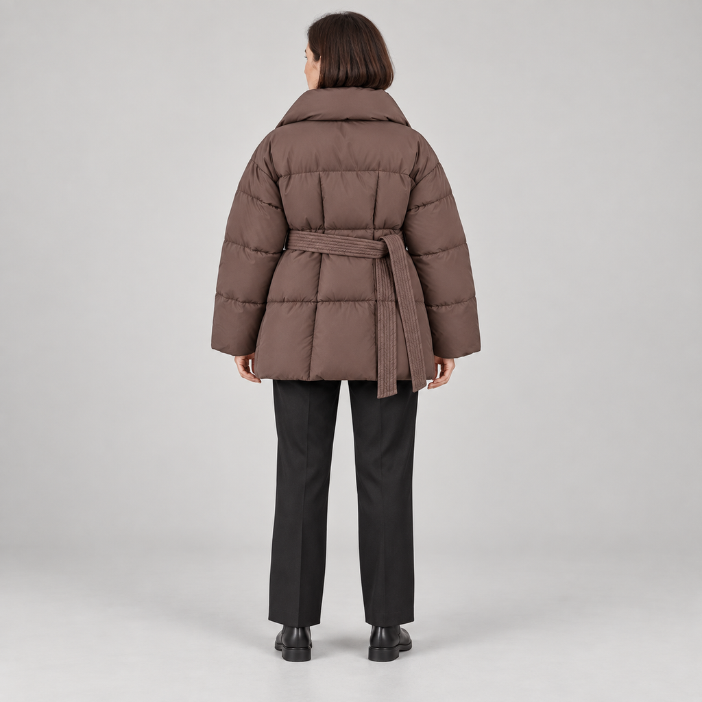 JASMINE™ - Cozy Thermal Stand Collar Waist Tie Zip-Up Coat for Winter