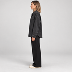 Women's Oversized Button Down Washed Denim Jacket Long Sleeve