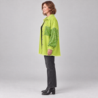 NENITA™ - Chic Oversized Sequin Hem Collared Button Down Jacket
