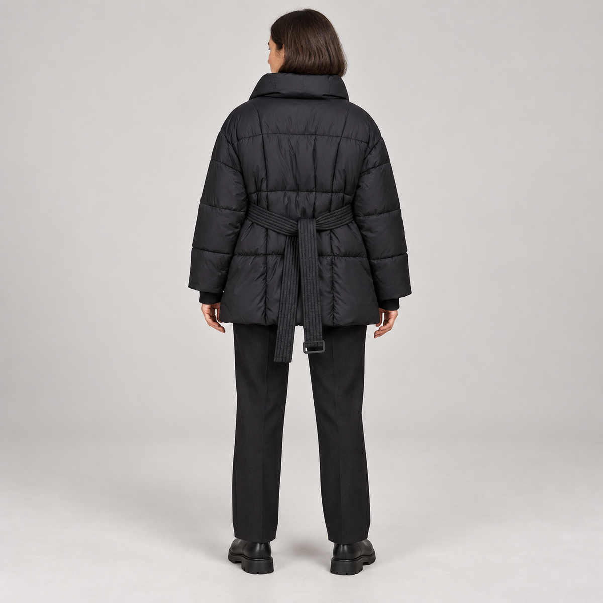 JASMINE™ - Cozy Thermal Stand Collar Waist Tie Zip-Up Coat for Winter