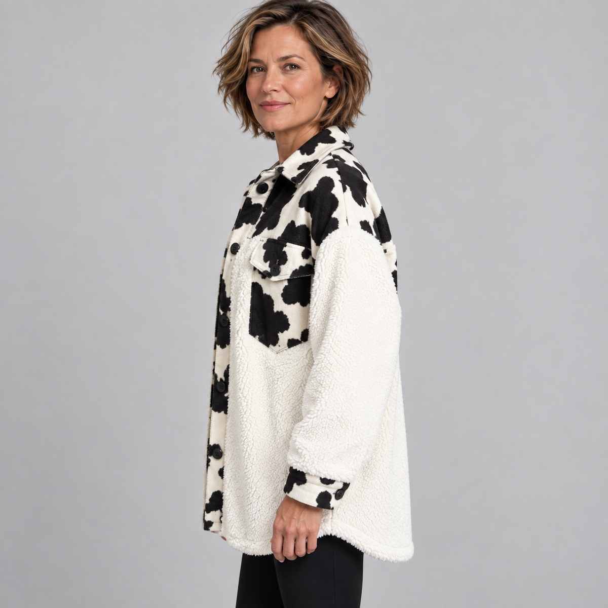 SUNNIE™ - Cozy Long Sleeve Button Down Checkered Jacket