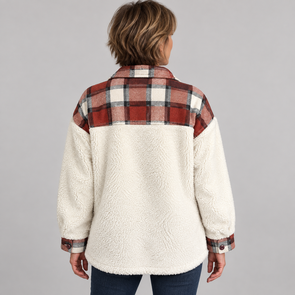 SUNNIE™ - Cozy Long Sleeve Button Down Checkered Jacket