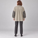 NENITA™ - Chic Oversized Sequin Hem Collared Button Down Jacket