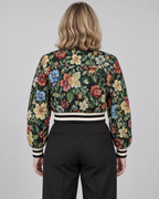 HARA™ - Chic Floral Print Collared Crop Long Sleeve Jacket
