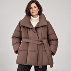 JASMINE™ - Cozy Thermal Stand Collar Waist Tie Zip-Up Coat for Winter