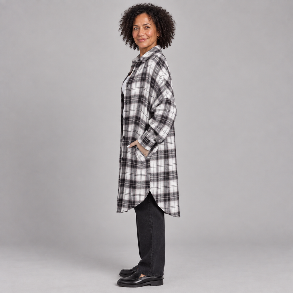 PALOMA™ - Classy Button Down Plaid Long-Sleeve Jacket