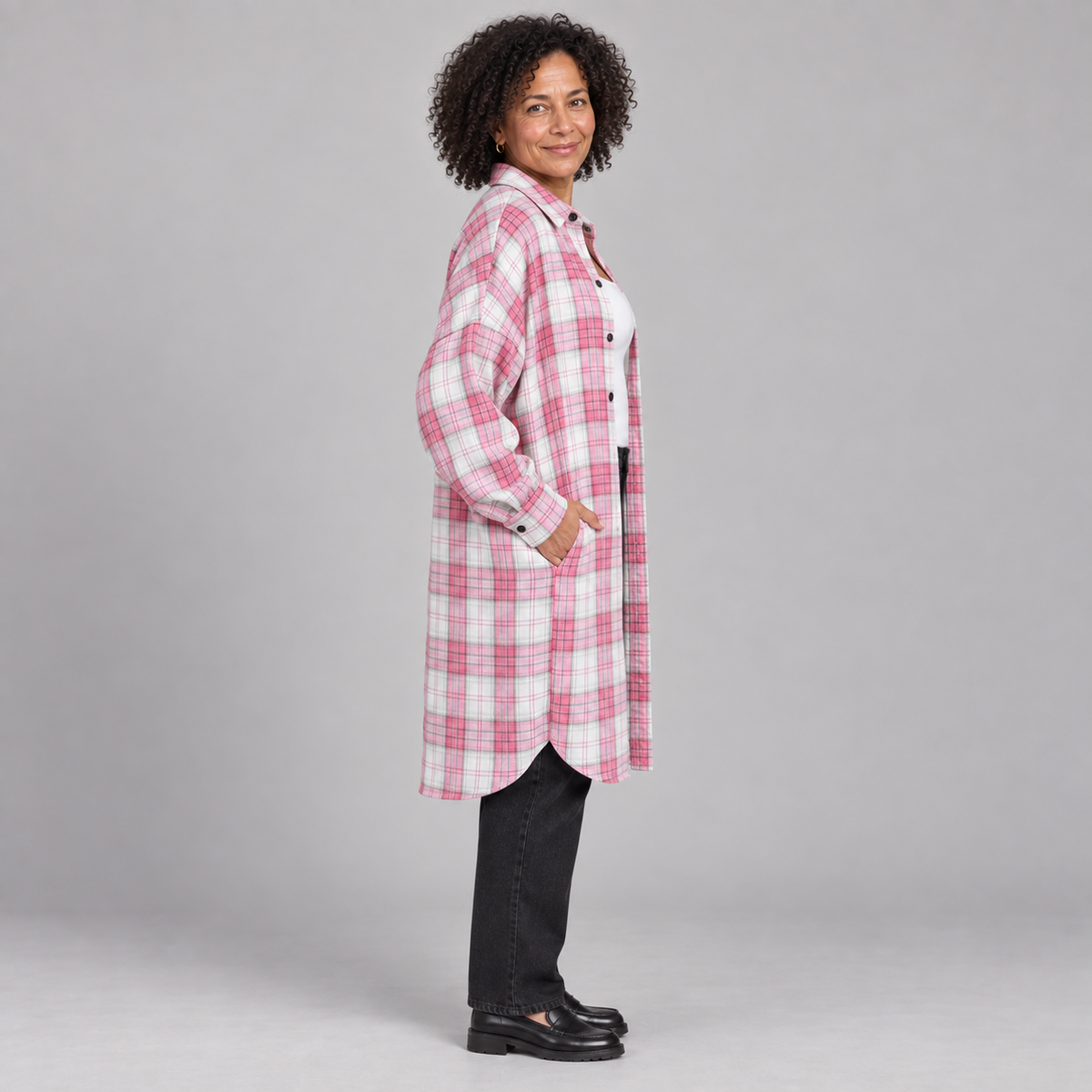 PALOMA™ - Classy Button Down Plaid Long-Sleeve Jacket