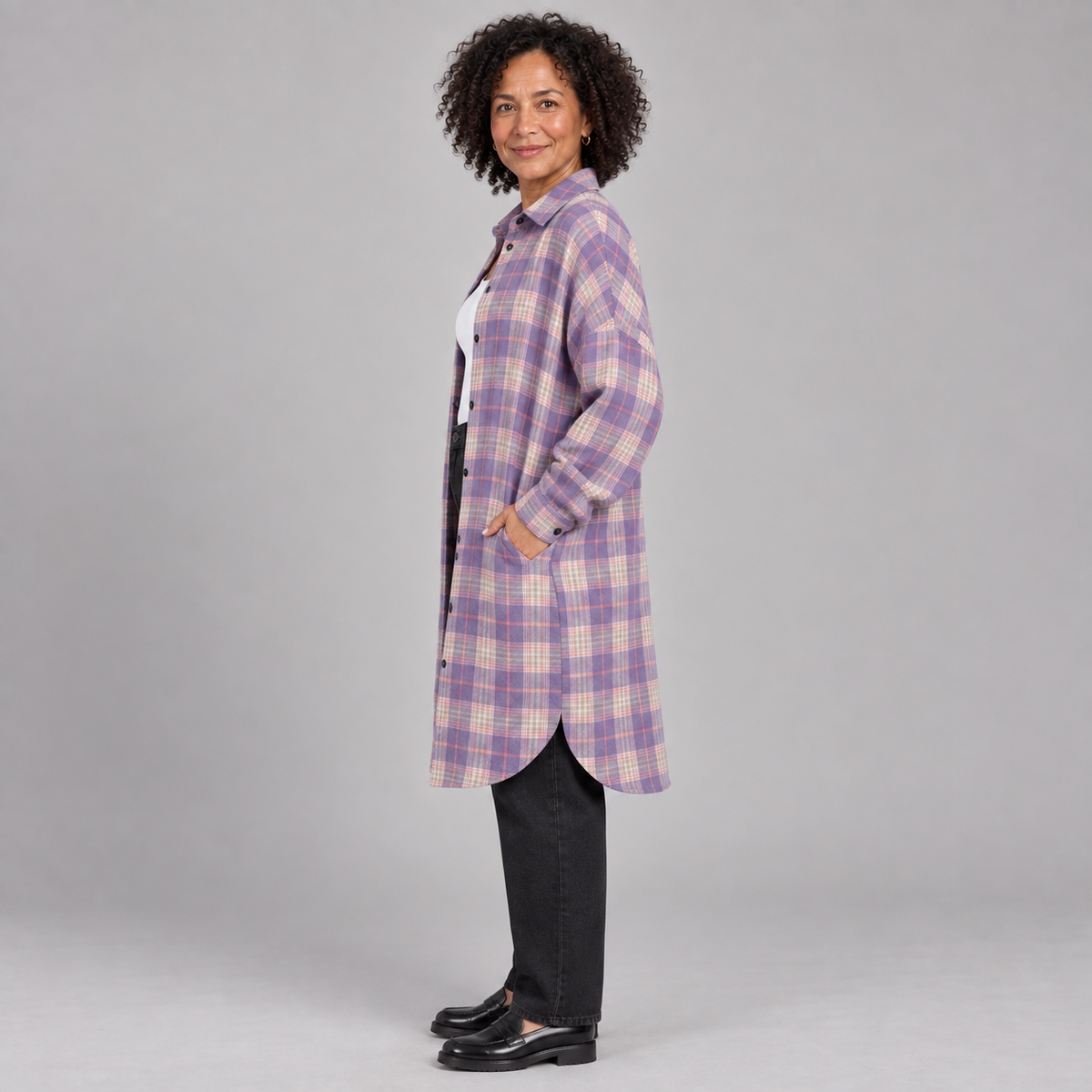 PALOMA™ - Classy Button Down Plaid Long-Sleeve Jacket