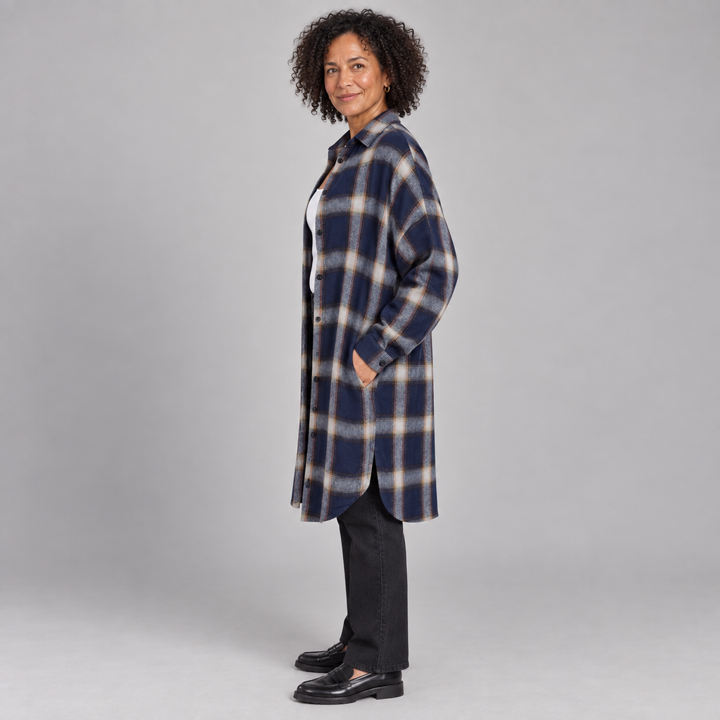 PALOMA™ - Classy Button Down Plaid Long-Sleeve Jacket