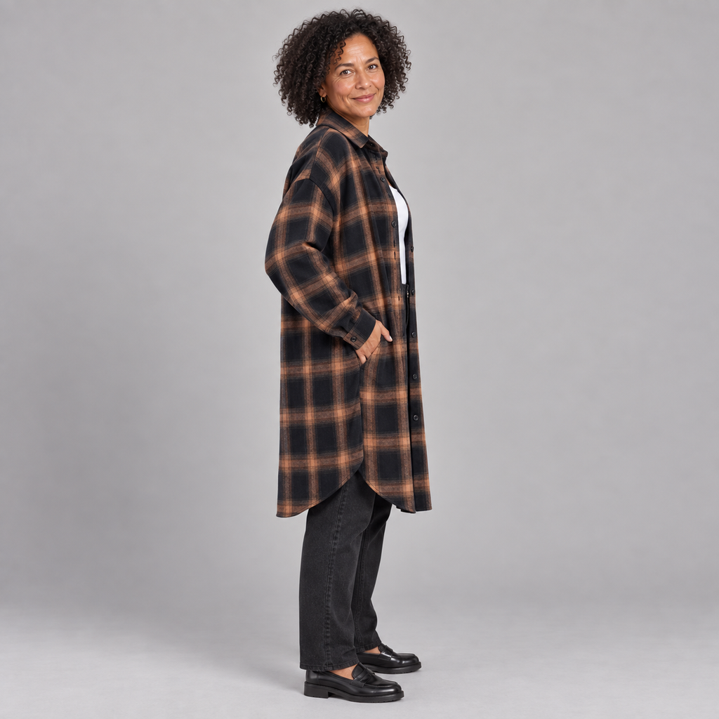 PALOMA™ - Classy Button Down Plaid Long-Sleeve Jacket