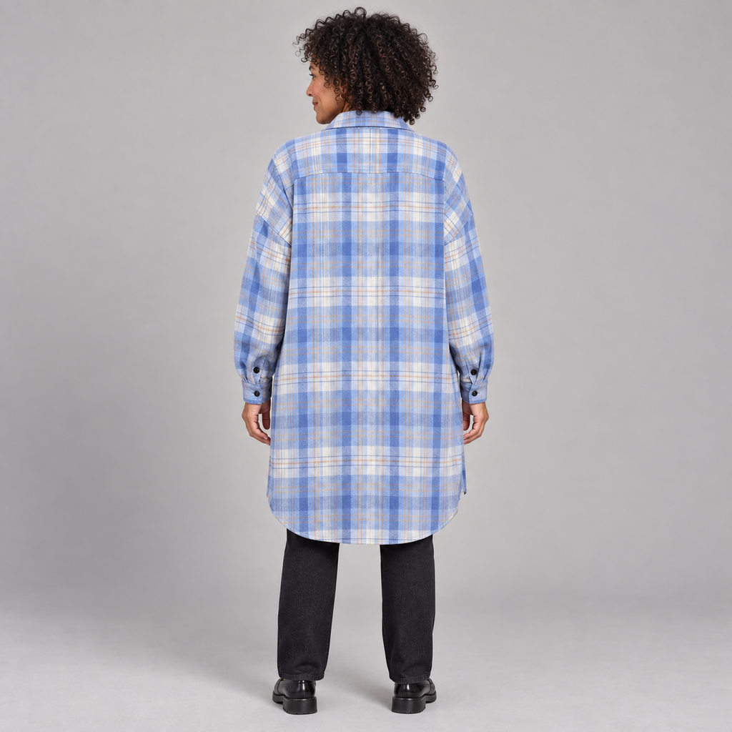 PALOMA™ - Classy Button Down Plaid Long-Sleeve Jacket