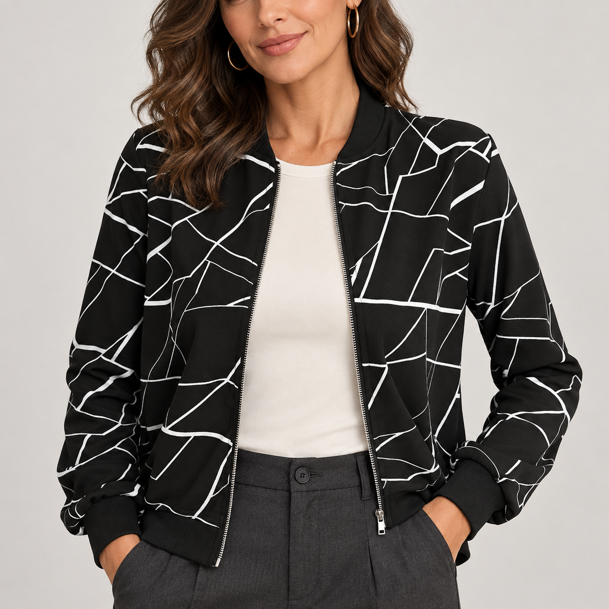 MILA™ |  Artistic Pattern Zip-Up Jacket
