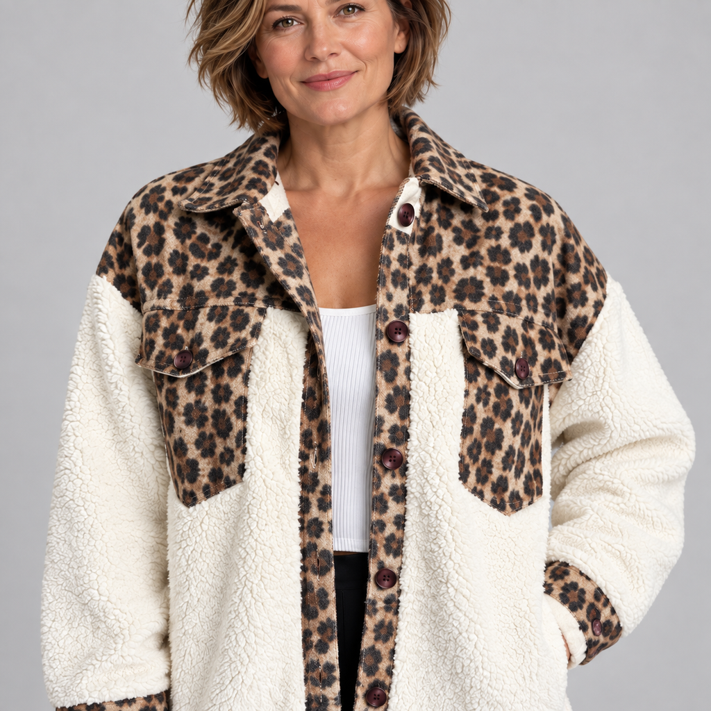 SUNNIE™ - Cozy Long Sleeve Button Down Checkered Jacket
