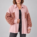 NENITA™ - Chic Oversized Sequin Hem Collared Button Down Jacket