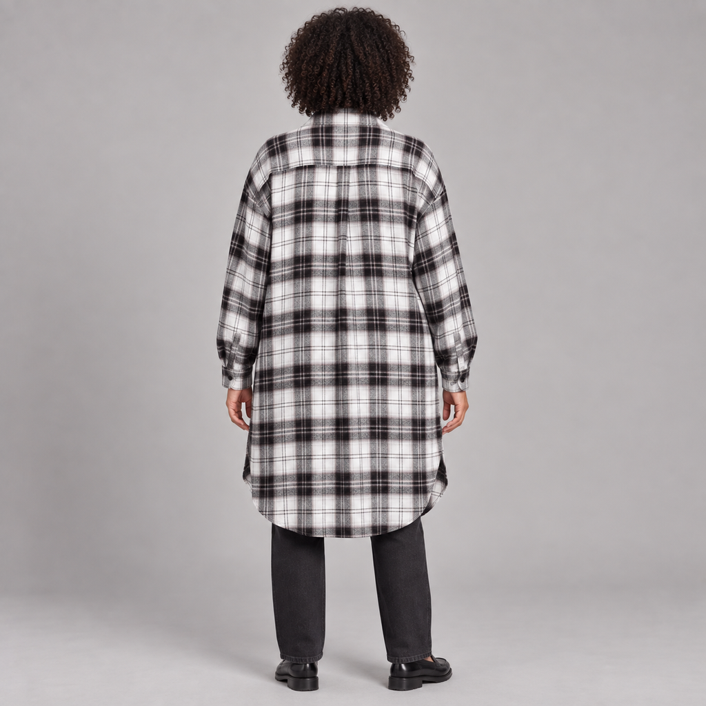 PALOMA™ - Classy Button Down Plaid Long-Sleeve Jacket