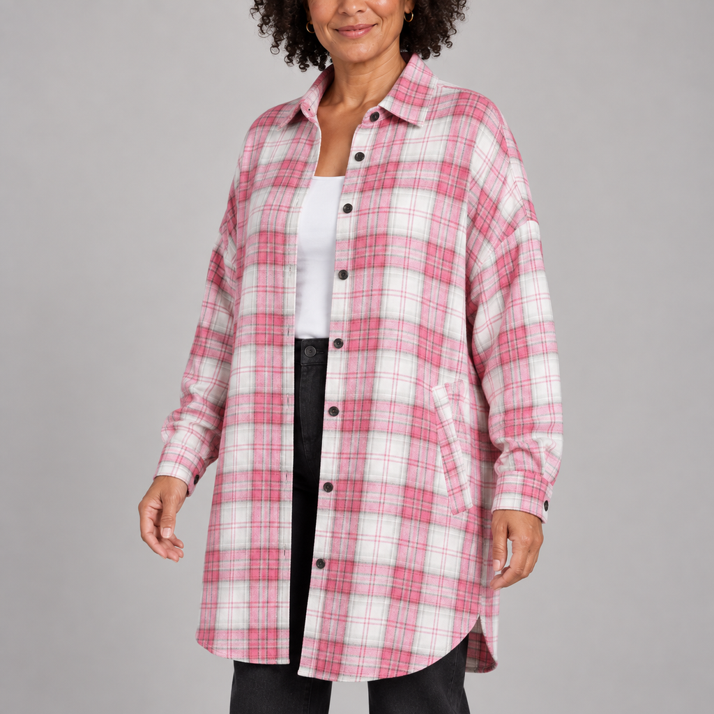 PALOMA™ - Classy Button Down Plaid Long-Sleeve Jacket