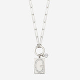 Sterling Silver Pave Initial Pendant Necklace with Paperclip Chain