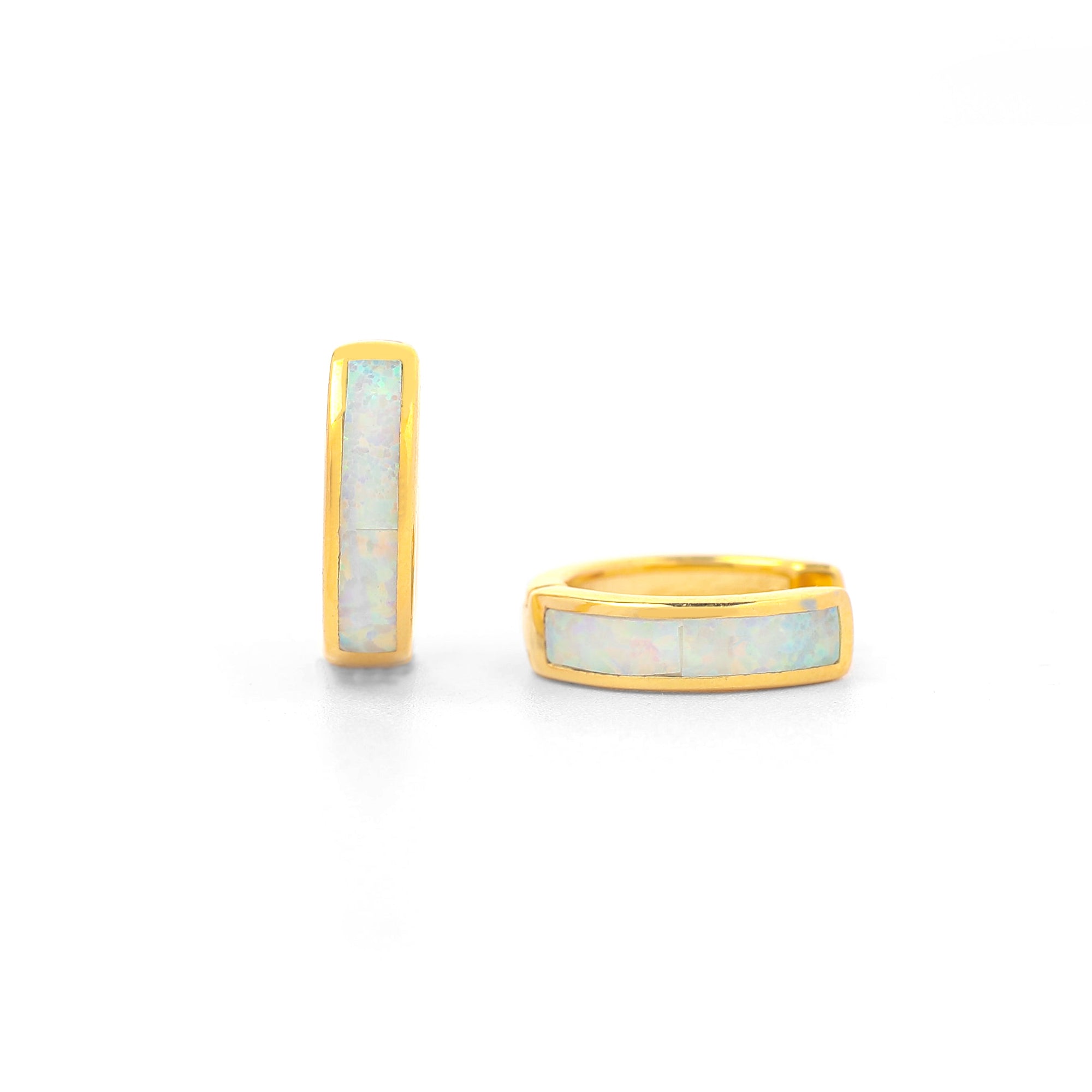 Opal Inlay Huggie Hoop Earrings