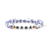 Custom Name Blue Porcelain Floral Beaded Bracelet