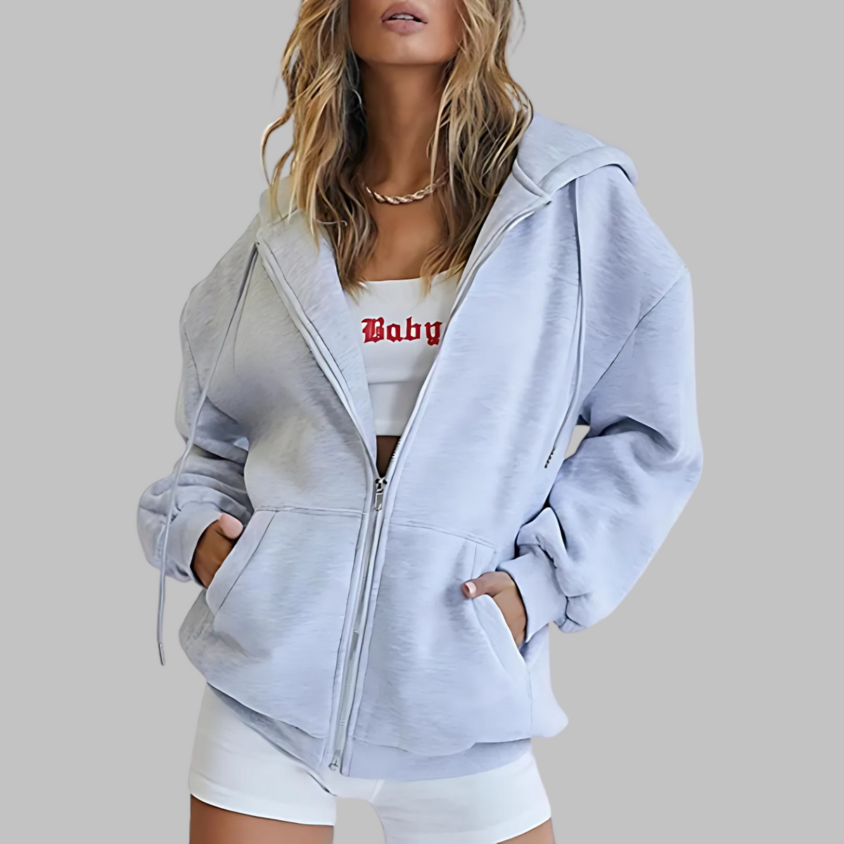 DARA™ - Classic Zip Up Oversized Hooded Jacket