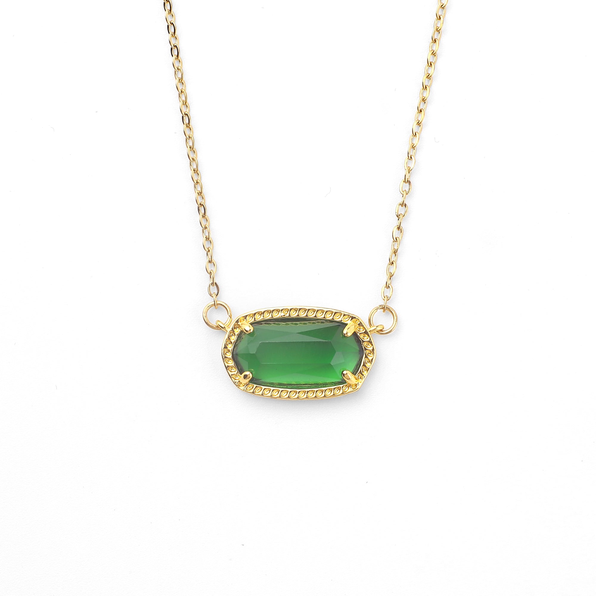 Oval Birthstone Pendant Necklace