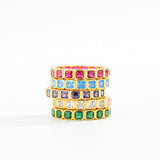 Emerald Cut Birthstone Eternity Ring