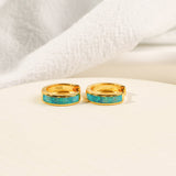 Opal Inlay Huggie Hoop Earrings