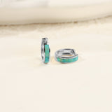 Opal Inlay Huggie Hoop Earrings