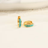 Opal Inlay Huggie Hoop Earrings