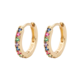 Rainbow Gemstone Huggie Hoop Earrings