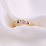Princess-Cut Birthstone Band Ring