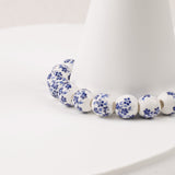 Blue Porcelain Floral Beaded Bracelet for Mom & Grandma