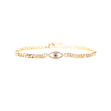 Dainty Cuban Link Chain Evil Eye Bracelet