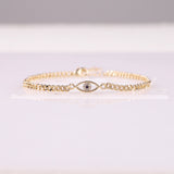 Dainty Cuban Link Chain Evil Eye Bracelet