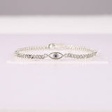 Dainty Cuban Link Chain Evil Eye Bracelet